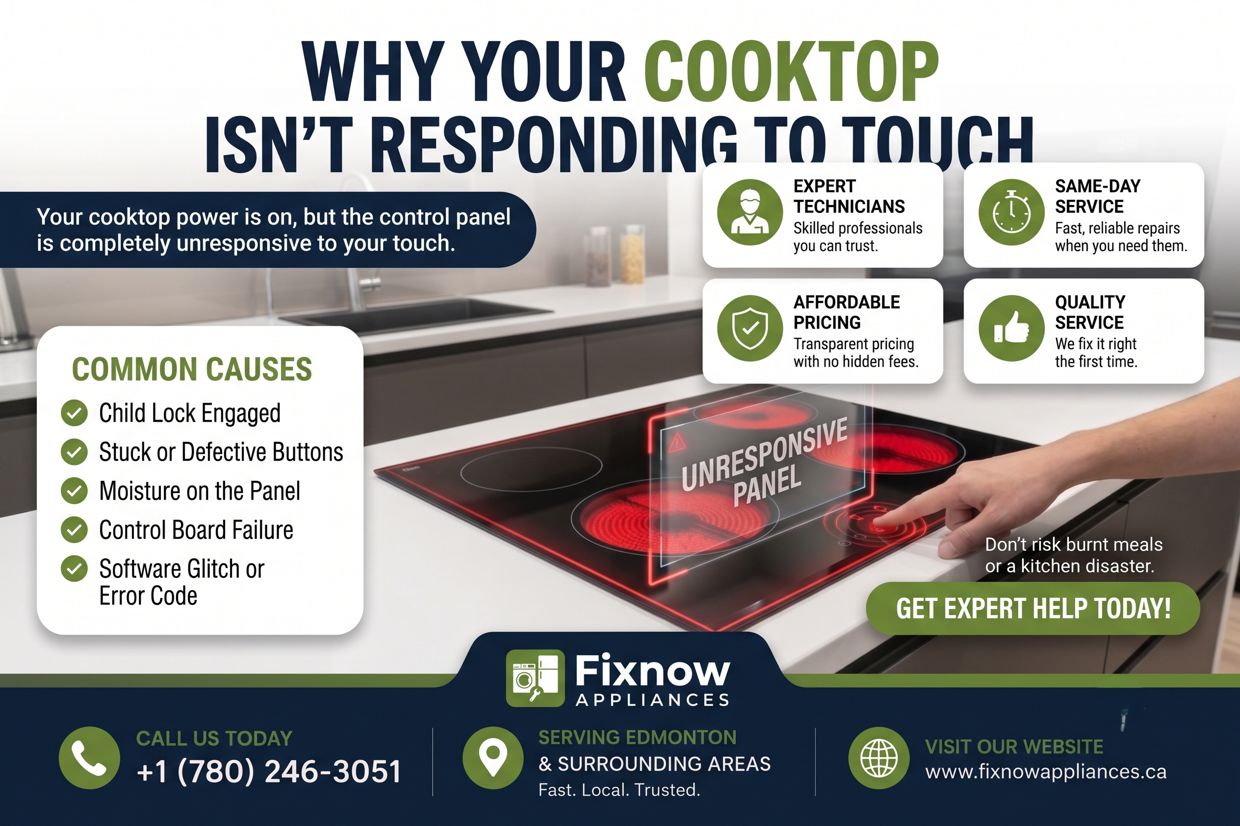 Cooktop Touch Controls Not Working? Causes & Solutions | FixNow Appliances